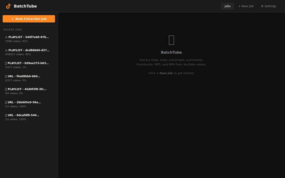 BatchTube app walkthrough — batch download, queue management, settings